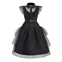 Girl Costume Kids Cosplay Black Witch Princess Dress Children Pageant Dinner Dress Girl Halloween Party Dancing Clothing