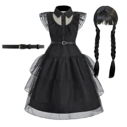 Girl Costume Kids Cosplay Black Witch Princess Dress Children Pageant Dinner Dress Girl Halloween Party Dancing Clothing