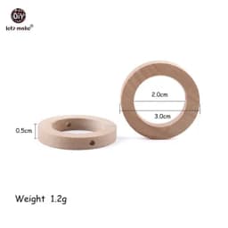 Let's Make Baby Teether 20pc 30mm Wood Rring BPA Free Wooden Teether Baby Products DIY Crafts Accessories Teething Toys Gifts