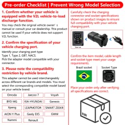 Type2 V2L Discharger with Power Off Button 16A Vehicle to Load Plug for BYD Geely Jaecoo MG Deepal Brazilian New Energy Vehicles