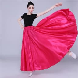 Shining Satin Long Spanish Skirt Swing Dancing Skirt Belly Dance Skirt Sun Skirt 14 Colors Available VL-310