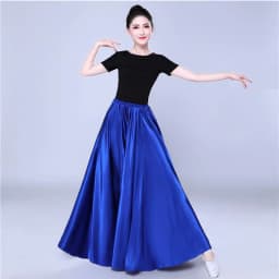 Shining Satin Long Spanish Skirt Swing Dancing Skirt Belly Dance Skirt Sun Skirt 14 Colors Available VL-310