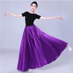 Shining Satin Long Spanish Skirt Swing Dancing Skirt Belly Dance Skirt Sun Skirt 14 Colors Available VL-310