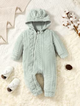 Baby Boys and Girls Plaid Romper Hooded Long Sleeved Plush Jumpsuit Winter Warm Bodysuit Clothes for 3-24 Months Toddler Boy