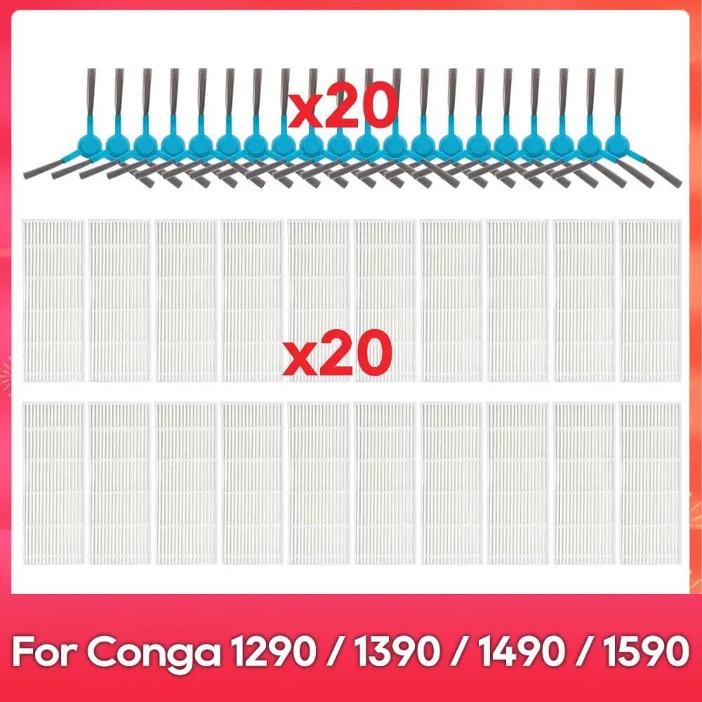 Fit For ( Conga 1290 / 1390 / 1490 / 1590 ) Hepa Filter Side Brush Robot Vacuums Spare Part Replacement Accessory