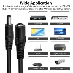 Uvusee CCTV 10Meters 5M 15M 20Meters 2.1x5.5mm Dc 12v Power Extension Cable for Audio Security Cameras Ip Camera Dvr Standalone