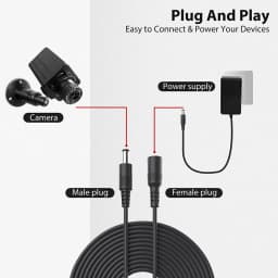 Uvusee CCTV 10Meters 5M 15M 20Meters 2.1x5.5mm Dc 12v Power Extension Cable for Audio Security Cameras Ip Camera Dvr Standalone