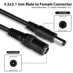 Uvusee CCTV 10Meters 5M 15M 20Meters 2.1x5.5mm Dc 12v Power Extension Cable for Audio Security Cameras Ip Camera Dvr Standalone