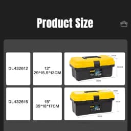 Deli Portable Hardware Tools Storage Box Large Capacity Repair Tool Boxes Case Multifunctional Household Toolbox 12.5/15/18inch