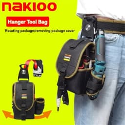 NAKIOO Nail Screw Storage Bag with Buckle Quick Hanging Can Tighten Tool Bag for Carpenter Electrician Cylinder