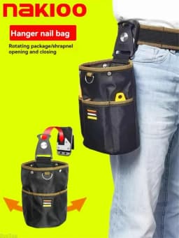 NAKIOO Nail Screw Storage Bag with Buckle Quick Hanging Can Tighten Tool Bag for Carpenter Electrician Cylinder