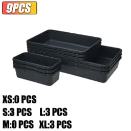 61/45/34/24/9PCS Desk Drawer Organizers 5 Size Interlocking Shallow Tool Organizer Tray Dividers Toolbox Storage Bins Container