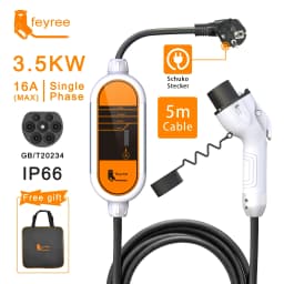 Feyree EV Charger GB/T Cord 16A 3.5KW 1Phase Portable Charger Box 32A 7KW Current Adjustable 11KW 16A 3 Phase for Electric Car