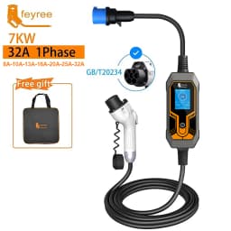 Feyree EV Charger GB/T Cord 16A 3.5KW 1Phase Portable Charger Box 32A 7KW Current Adjustable 11KW 16A 3 Phase for Electric Car