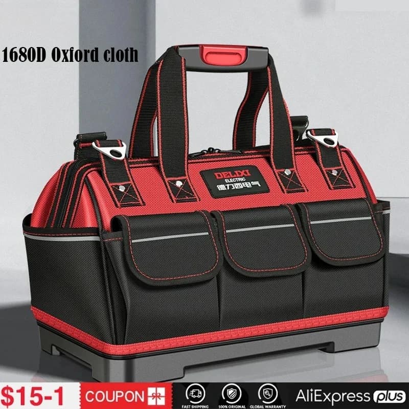 1680D Oxford Cloth Tool Bag Professional Electrician Wrench Waterproof Working Multifunction Organizing Storage Tool Bag