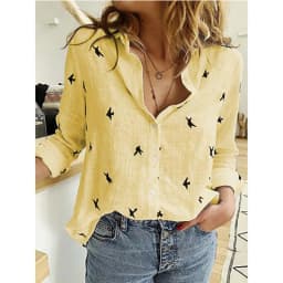Elegant Cotton Linen Shirts Women Casual Solid Button Lapel Blouses Shirts Spring Summer Long Sleeve Loose Tops Tunic Blusas