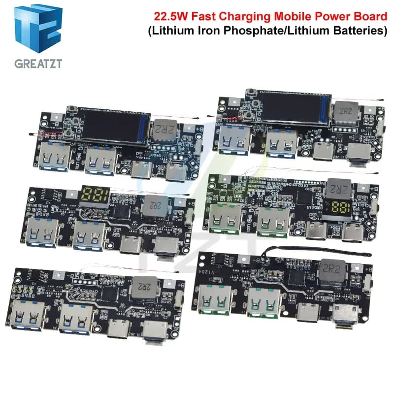 QC4.0 QC3.0 LED Dual USB 5V 4.5A 22.5W Micro/Type-C USB Mobile Power Bank 18650 Charging Module Temperature / Circuit Protection