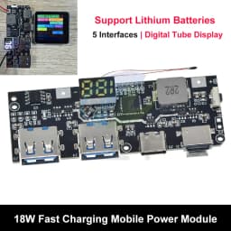 QC4.0 QC3.0 LED Dual USB 5V 4.5A 22.5W Micro/Type-C USB Mobile Power Bank 18650 Charging Module Temperature / Circuit Protection
