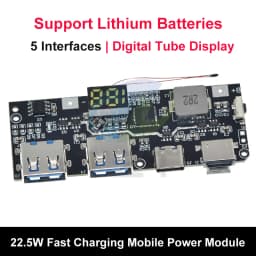 QC4.0 QC3.0 LED Dual USB 5V 4.5A 22.5W Micro/Type-C USB Mobile Power Bank 18650 Charging Module Temperature / Circuit Protection