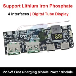 QC4.0 QC3.0 LED Dual USB 5V 4.5A 22.5W Micro/Type-C USB Mobile Power Bank 18650 Charging Module Temperature / Circuit Protection