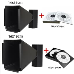 14CM Steel Target Shooting BB Gun Trap Target Bullet Catcher Shooting Target for Pellet Rifle with 100pcs Paper