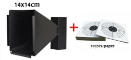 14CM Steel Target Shooting BB Gun Trap Target Bullet Catcher Shooting Target for Pellet Rifle with 100pcs Paper