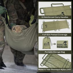 RHINO RESCUE Disposable Emergency Stretcher Portable Rescue Litter for Outdoor Camping First Aid Kit IFAK