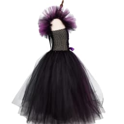 Children 's Cosplay Apparel for Halloween 2024 Maleficent Costume Tutu Dress Girl Evil Queen Disguise Witch Gown Villain Costume