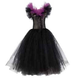 Children 's Cosplay Apparel for Halloween 2024 Maleficent Costume Tutu Dress Girl Evil Queen Disguise Witch Gown Villain Costume