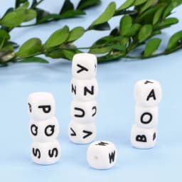 LOFCA 40PCS/Lot Alphabet 12mm Food Grade Letter Silicone Beads Baby Bead Pacifier Chain BPA Free for Name Make DIY Necklace