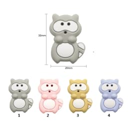 BOBO.BOX 10pcs Silicone Beads Animal Koala Raccoon Food Grade Baby Silicone Teething Toy BPA-Free DIY Pacifier Chain Accessories