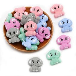 BOBO.BOX 10pcs Silicone Beads Animal Koala Raccoon Food Grade Baby Silicone Teething Toy BPA-Free DIY Pacifier Chain Accessories