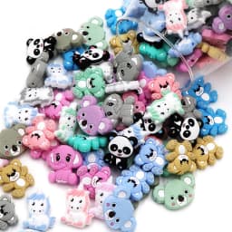 BOBO.BOX 10pcs Silicone Beads Animal Koala Raccoon Food Grade Baby Silicone Teething Toy BPA-Free DIY Pacifier Chain Accessories