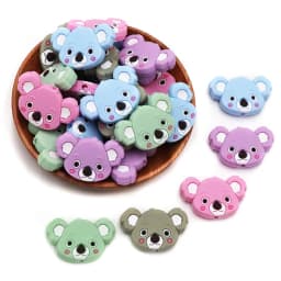 BOBO.BOX 10pcs Silicone Beads Animal Koala Raccoon Food Grade Baby Silicone Teething Toy BPA-Free DIY Pacifier Chain Accessories