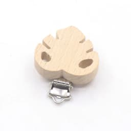 5Pcs Wooden Rainbow Bear Flower Cart Heart Shaped Bird Elephant Round Star Clip Free DIY Baby Natural Pacifier Chain Accessories