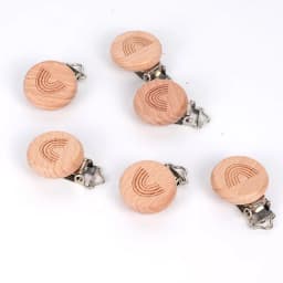 5Pcs Wooden Rainbow Bear Flower Cart Heart Shaped Bird Elephant Round Star Clip Free DIY Baby Natural Pacifier Chain Accessories