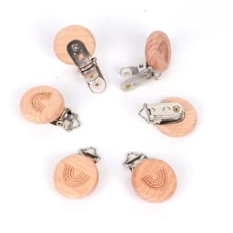 5Pcs Wooden Rainbow Bear Flower Cart Heart Shaped Bird Elephant Round Star Clip Free DIY Baby Natural Pacifier Chain Accessories