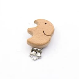 5Pcs Wooden Rainbow Bear Flower Cart Heart Shaped Bird Elephant Round Star Clip Free DIY Baby Natural Pacifier Chain Accessories
