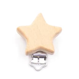 5Pcs Wooden Rainbow Bear Flower Cart Heart Shaped Bird Elephant Round Star Clip Free DIY Baby Natural Pacifier Chain Accessories