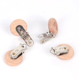 5Pcs Wooden Rainbow Bear Flower Cart Heart Shaped Bird Elephant Round Star Clip Free DIY Baby Natural Pacifier Chain Accessories