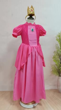 Princess Peach Chiffon Lace Girls Cosplay Dress Baby Kids Vestidos Party Dresses Carnival Halloween Costume for 3-11 years