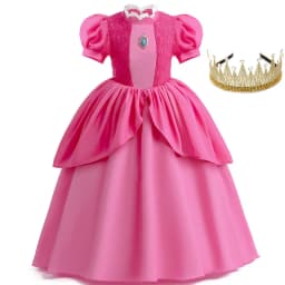 Princess Peach Chiffon Lace Girls Cosplay Dress Baby Kids Vestidos Party Dresses Carnival Halloween Costume for 3-11 years