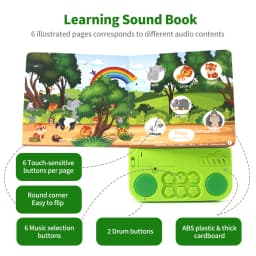 Kids Electronic Audio Books with Melody & Lights Drum Sounds Animals Cognitive Books Interactive Pre-school Educational Toys