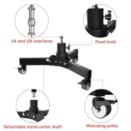 Foldable Light Stand Floor-Mounted Pulley Movement Metal Tripod Photography Fill Spot Light Softbox Photo Studio Wheels Base