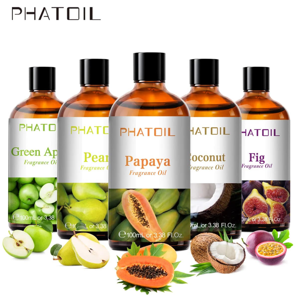 PHATOIL 100ml Coconut & Vanilla Fragrance Oils for Candles Soap Making DIY Aroma Peach Lime Strawberry Mango Cherry Watermelon