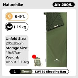 Naturehike Sleeping Bag LW180 Ultralight Waterproof Cotton Sleeping Bag Summer Hiking Camping Sleeping Bag Envelope Sleeping Bag