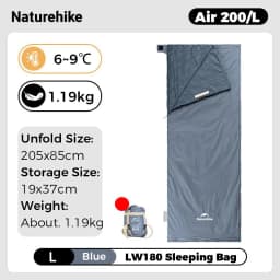 Naturehike Sleeping Bag LW180 Ultralight Waterproof Cotton Sleeping Bag Summer Hiking Camping Sleeping Bag Envelope Sleeping Bag