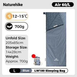 Naturehike Sleeping Bag LW180 Ultralight Waterproof Cotton Sleeping Bag Summer Hiking Camping Sleeping Bag Envelope Sleeping Bag