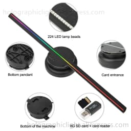 PD42 3D Fan Hologram Projector Holographic Fan Logo Commercial Advertising Light Led Display Remote Player Support Images Video