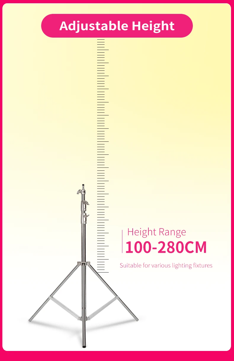 200/280cm Super Stable Tripod Metal Light Stand l Air Pressure Bearing 15kg For Ring Light Live Youtube and Photography Softbox